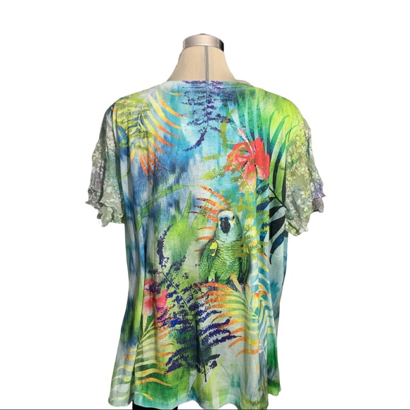 Essentials Green Printed Short Sleeves Size 22 - Picture 5 of 9